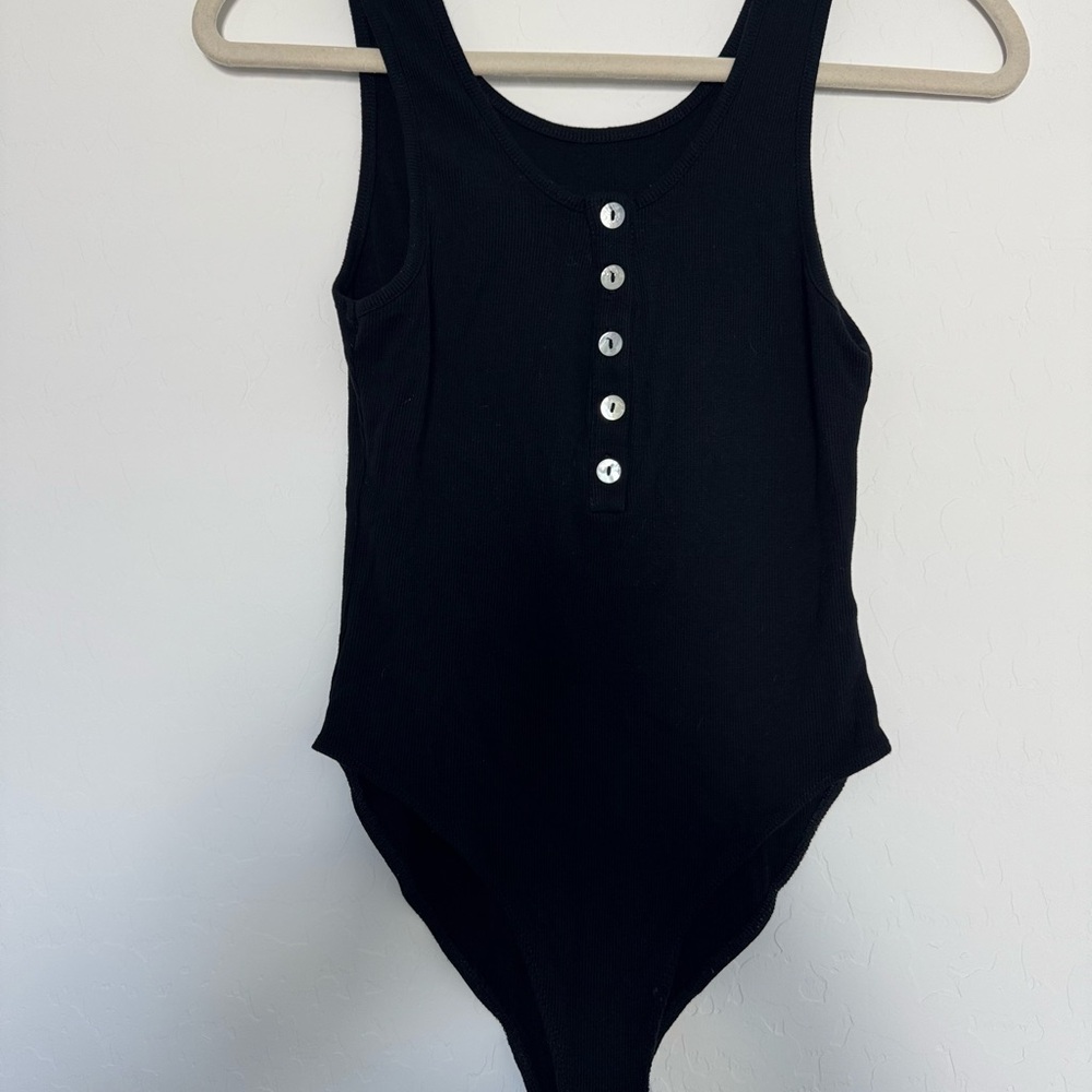 Mango Women’s Black Buttoned Bodysuit